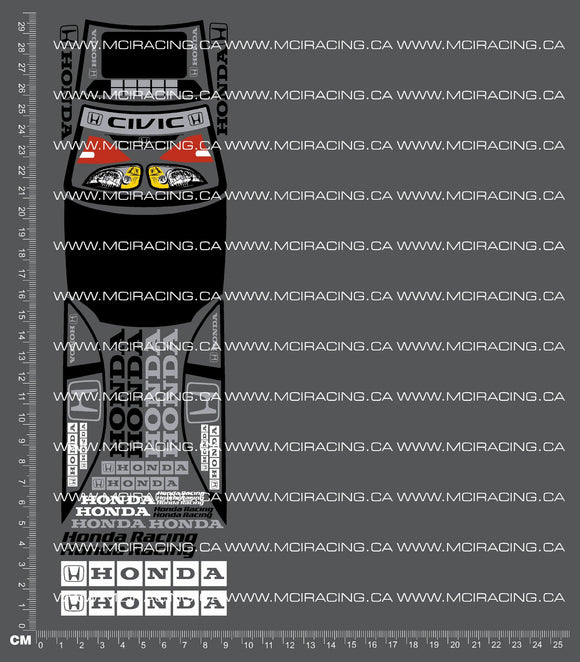1/18TH HPI - MICRO RS4 - HOND CIVIC DECALS