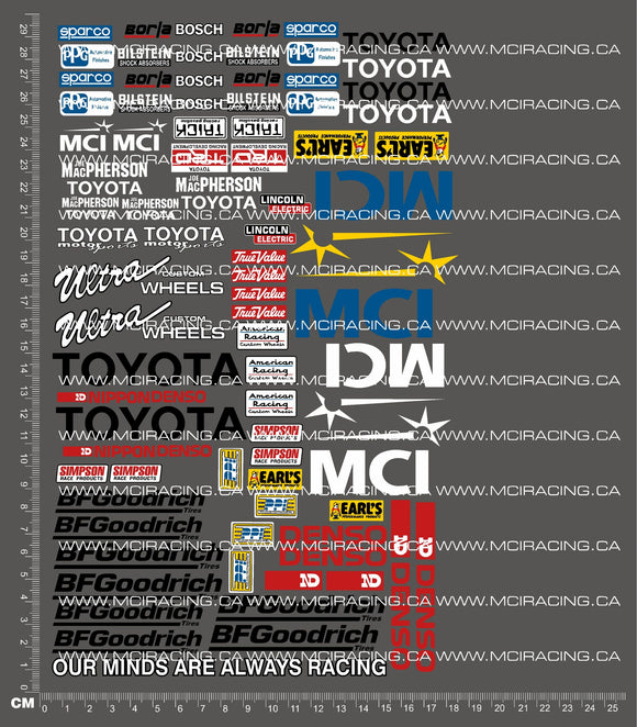 1/10TH SHORT COURSE TRUCK - MCI TOYOTA DECALS