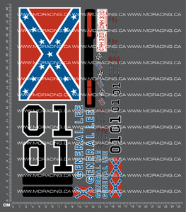 1/10TH GENERAL LEE DUKES OF HAZZARD DECALS - LONG FLAG