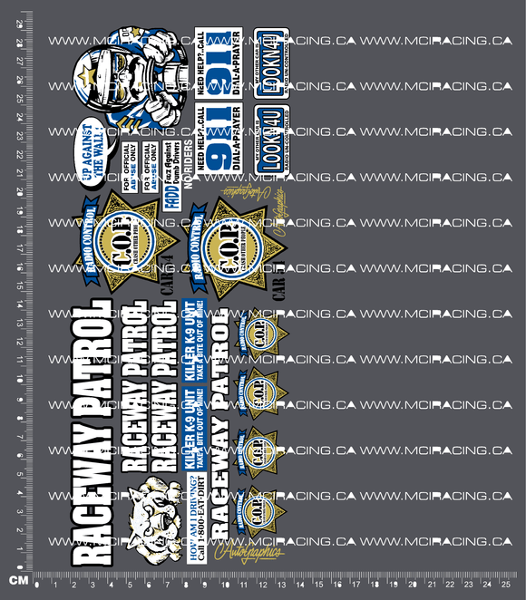 1/10TH AUTOGRAPHICS - RACEWAY PATROL DECALS