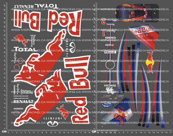 1/7TH KYO RB7 F1 BULL DECALS –
