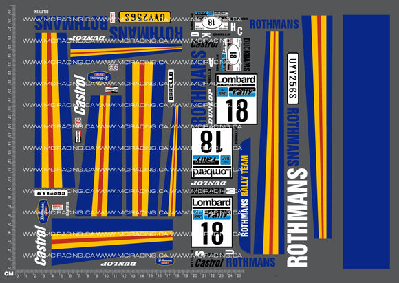 1/10TH ROTHMA - FOR ESCORT RS1800 DECALS