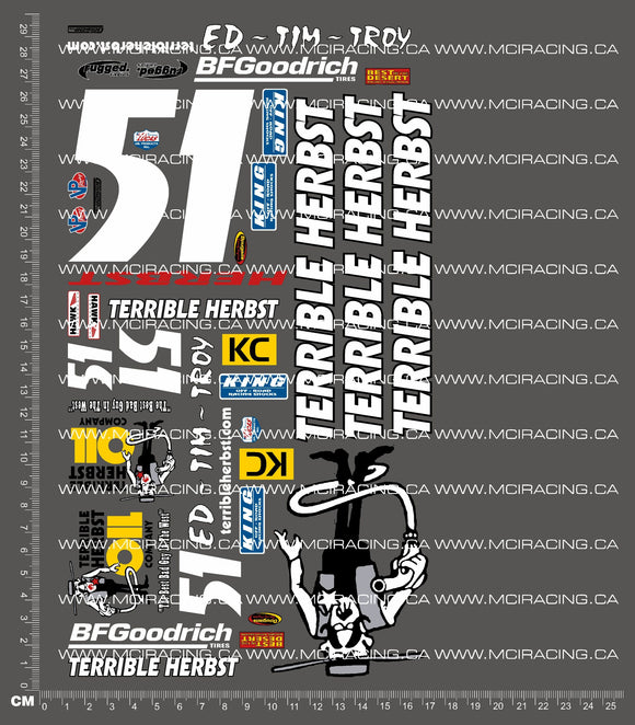 1/10TH SHORT COURSE TRUCK - HERBST 51 DECALS