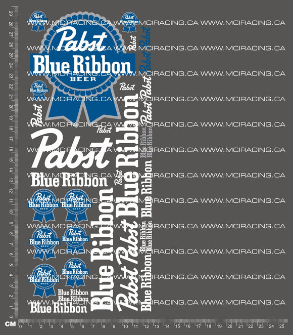 1/10TH PAB BLUE RIBBON BEER DECALS