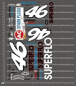 1/10TH NAS CAR - DAYS OF THUNDER - SUPERFLO DECALS
