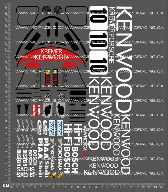 1/10TH KYO - KENWOOD KREMER PORSCH 962C DECALS