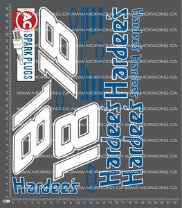 1/10TH NAS CAR - DAYS OF THUNDER - HARDEE 18 DECALS