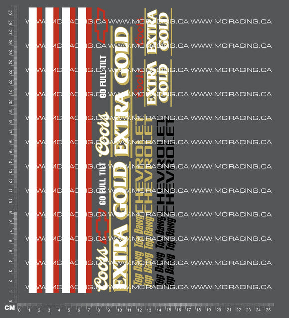 1/10TH MONSTER TRUCK - CHEV EXTRA GOLD DECALS