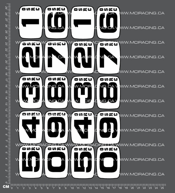 1/10TH OLD SCHOOL RC - OSRC NUMBER DECALS DECALS