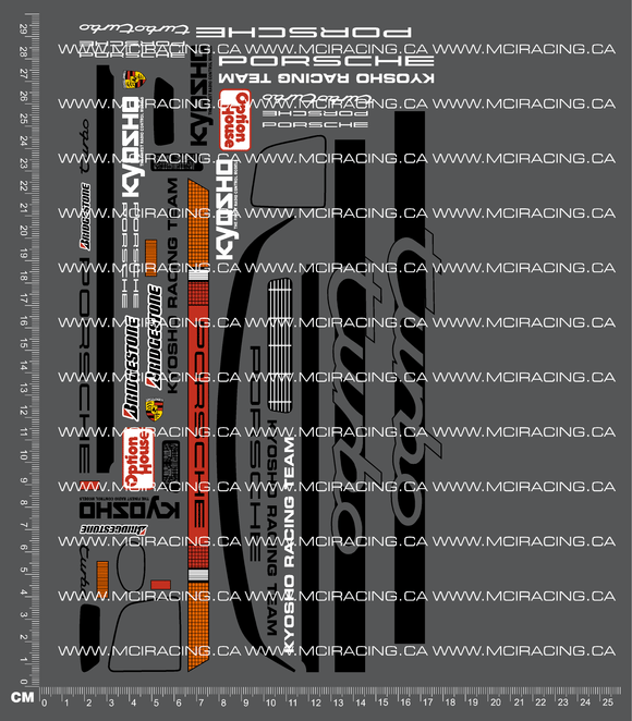 1/10TH KYO - PORSCH 911 TURBO FLATNOSE DECALS