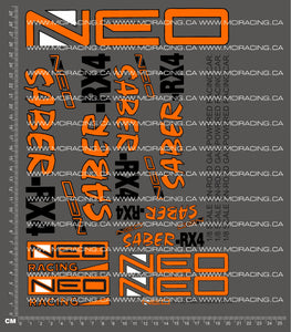 1/8TH NEO RACING - SABER-RX4 V1 DECALS