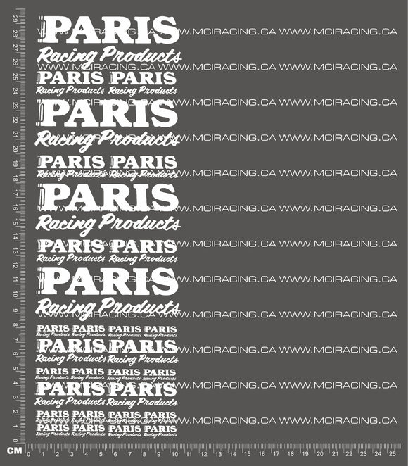 1/10TH PARIS RACING PRODUCTS DECALS